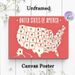 US Map Themed Painting Poster, Minimalist Retro Coral-toned US Map Poster, Clear State Abbreviations For Geographic Reference, Ideal For Home Office_maomaolike.com