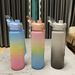 1000ml gradient color large capacity plastic water cup frosted outdoor gym sports water bottle_maomaolike.com