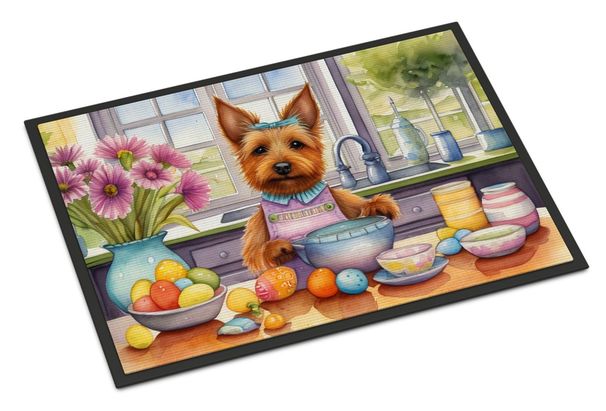 Decorating Easter Australian Terrier Doormat Front Door Mat Indoor Outdoor Rugs For Entryway, Non Slip Washable Low Pile, 24H X 36W_maomaolike.com