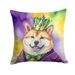 Akita King Of Mardi Gras Throw Pillow Machine Washable, Indoor Outdoor Decorative Pillow For Couch, Bed Or Patio, 18Hx18W_maomaolike.com