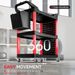 3-Tier Rolling Tool Cart, 200 LBS Capacity Plastic Utility Cart With Side Shelf And Storage Bucket, Black & Red_maomaolike.com
