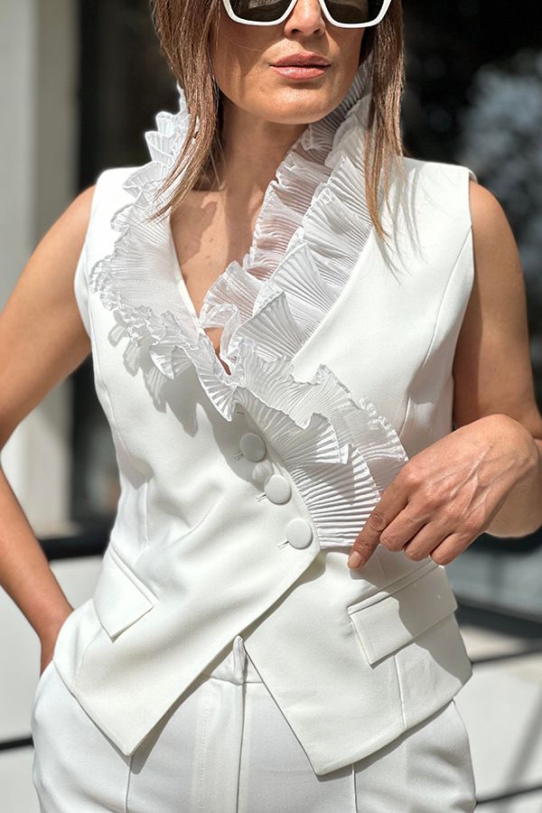 Women's Clothing spring and summer new fashion sleeveless trousers suit INS casual pocket vest two piece suit for women_maomaolike.com