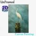White Egret Painting Poster, Serene Realistic Art Poster, Elegant Egret Perched On Moss-covered Waterside Stump In Misty Aquatic Scene, Brings_maomaolike.com