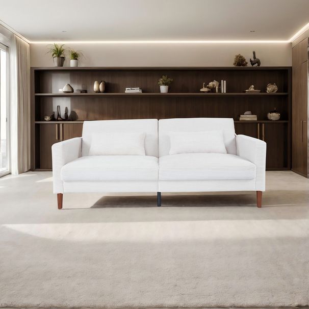 Corduroy, Modern Sofa With Two Pillows, Suitable For Living Room, Lounge_maomaolike.com