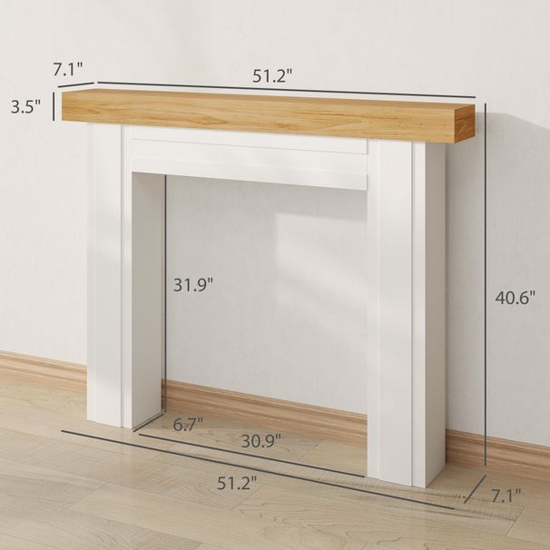 Modern Fireplace Mantel, Freestanding Fireplace Surround With Leg For Electric Fireplaces, 51.2" W X 40.6" H, Natural Wood_maomaolike.com