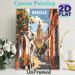 Seville Spain Cityscape Painting Poster, Vibrant Retro Sunlit Street With Orange Trees & Historic Tower Poster, Captures Classic Spanish Charm, Ideal_maomaolike.com