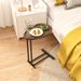 C-Shaped Side Table, C Table End Table For Sofa And Bedside, Couch Side Tables, Wood C-Shaped End Table With Metal Frame Slide For Bedroom Living Room_maomaolike.com