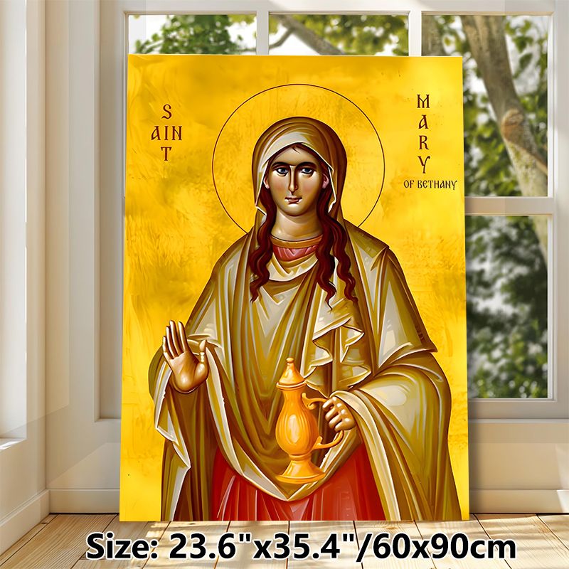 Saint Mary Of Bethany Painting Poster, Warm-toned Icon-style Religious Poster, Serene Spiritual Decor Ideal For Home And Prayer Spaces_maomaolike.com