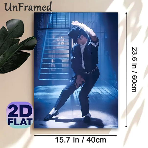 Pop Dance Icon Painting Poster, Moody Blue-toned Dynamic Dance Pose Poster, Captures Iconic Stage Vibe, Ideal For Living Room And Music Studio_maomaolike.com