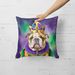 English Bulldog King Of Mardi Gras Throw Pillow Machine Washable, Indoor Outdoor Decorative Pillow For Couch, Bed Or Patio, 18Hx18W_maomaolike.com