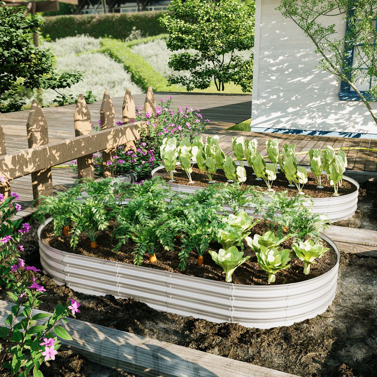 8x4x1ft Raised Garden Bed Kit, Galvanized Planter Raised Garden Beds For Outdoor For Vegetables,Flowers &Herbs, Heavy Duty, Rust-Resistant, Easy Assembly_maomaolike.com