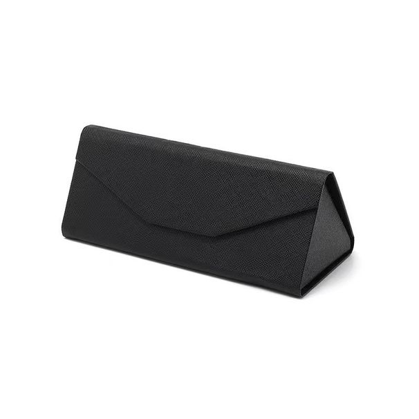 Unisex Eyeglasses case Cross grain PU leather eyeglasses case Triangle folding sunglasses case_maomaolike.com