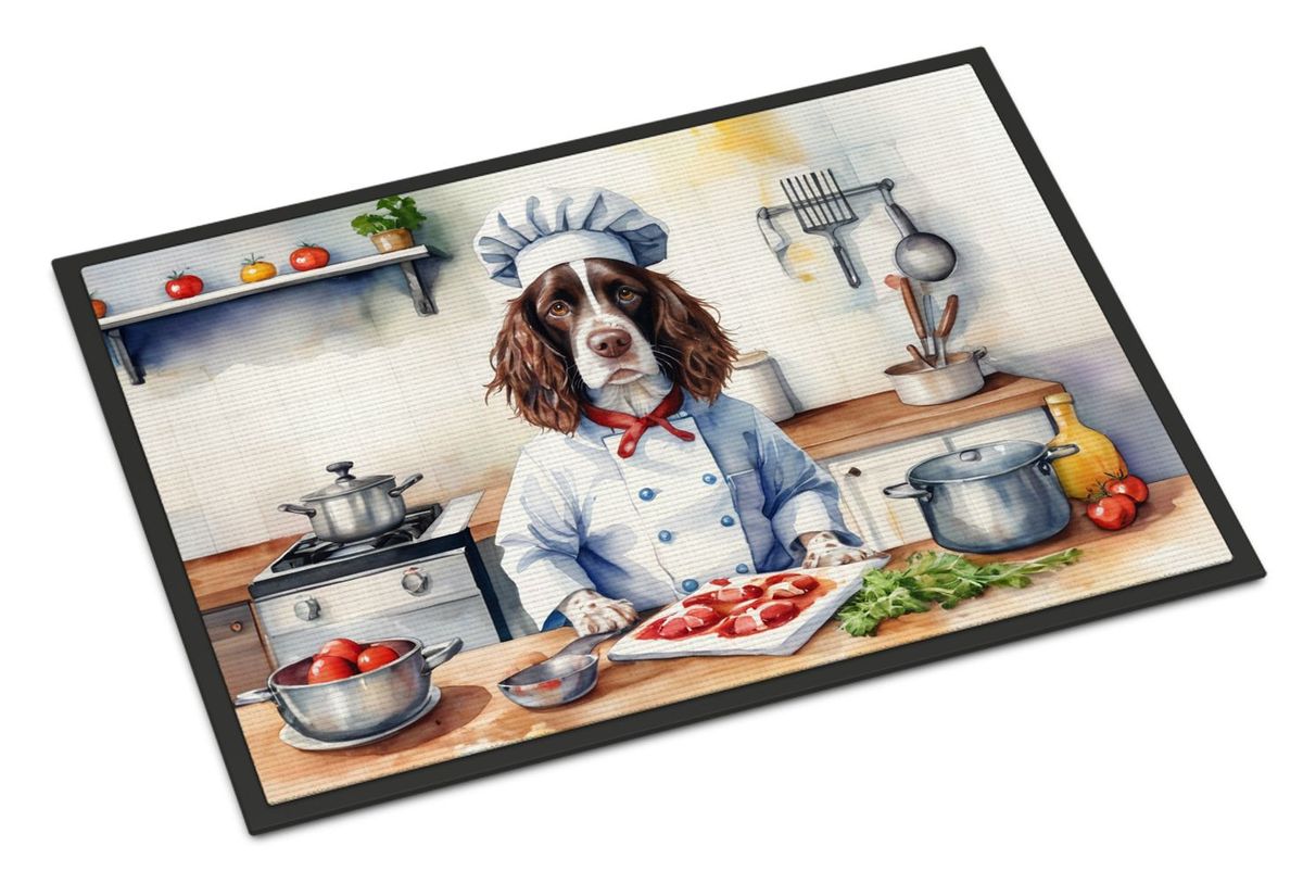 English Springer Spaniel The Chef Doormat Front Door Mat Indoor Outdoor Rugs For Entryway, Non Slip Washable Low Pile, 24H X 36W_maomaolike.com