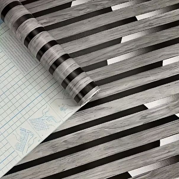 Brown Adhesive Tape Striped 3D Living New Model✠Imitation Grid PVC Bedroom Background Self Dining Room Wall E18_maomaolike.com