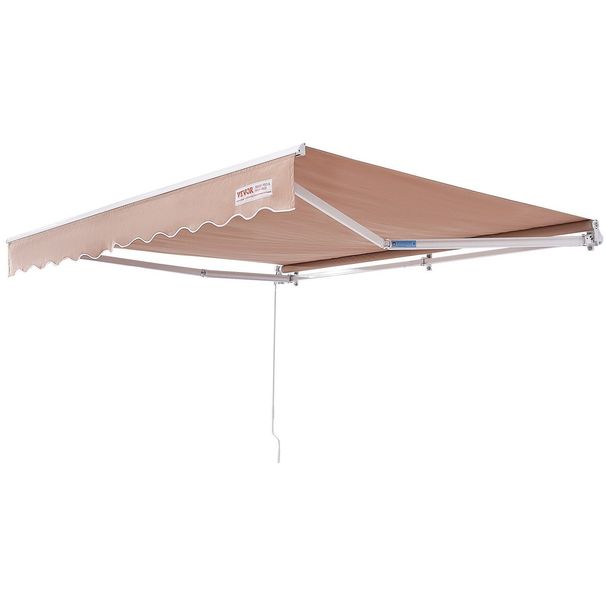 VEVOR Manual Retractable Awning, 12 X 10 Ft Outdoor Patio Awning Retractable Sun Shade, Water-Resistant Polyester Patio Door Window Awning Sunshade Shelter With Crank Handle For Backyard, Balcony_maomaolike.com