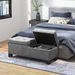 46" Storage Ottoman Bench, Upholstered End Of Bed Bench With Steel Frame, Button Tufted Storage Bench With Safety Hinges For Living Room, Entryway, Bedroom, Gray_maomaolike.com