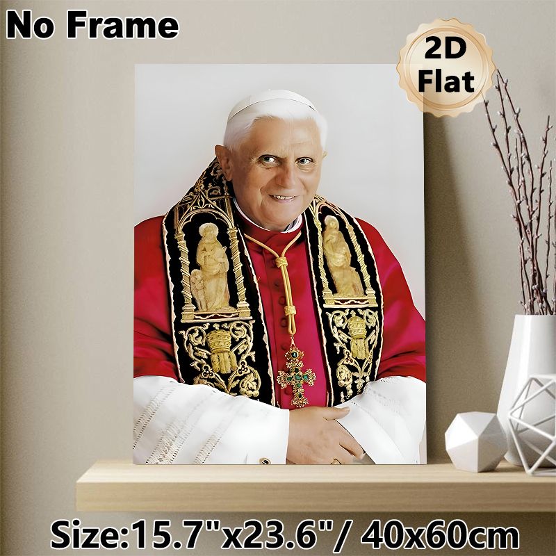 Pope Benedict XVI Themed Painting Poster, Exquisite Realistic Portrait Poster, Elegant Religious Decor Piece Suitable For Home, Prayer Room And Church_maomaolike.com