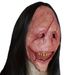 Halloween Horror Long Hair Demon Mask Red Face Demon Mask Toothy Demon Latex Long Hair Mask_maomaolike.com