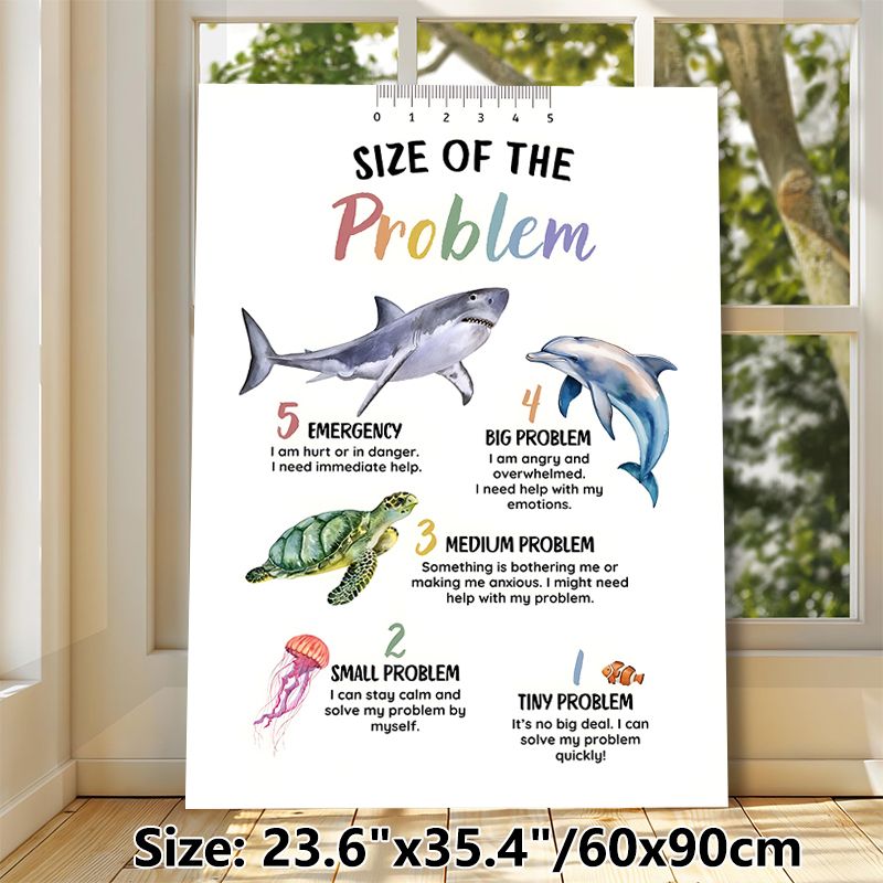 Size Of The Problem Emotional Regulation Painting Poster, Watercolor Ocean Animal Themed Poster, Assists With Problem Intensity Identification_maomaolike.com