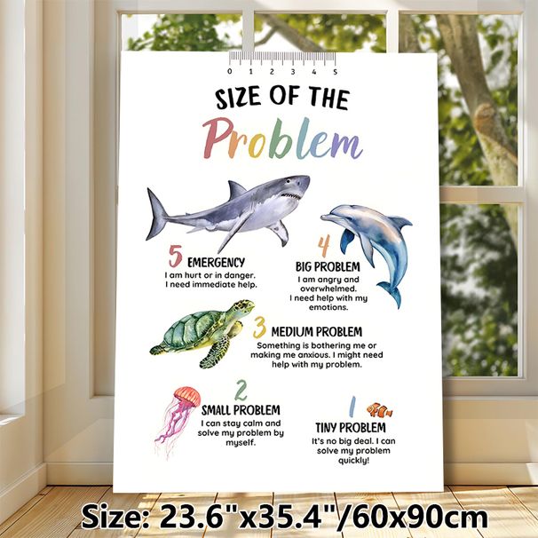 Size Of The Problem Emotional Regulation Painting Poster, Watercolor Ocean Animal Themed Poster, Assists With Problem Intensity Identification_maomaolike.com