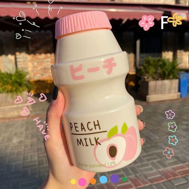 480ml Plastic Water Tour Drinking Yakult Shape Cute Kawaii Milk Carton Shaker Bottle For Kids/Girl/Adult Glass_maomaolike.com