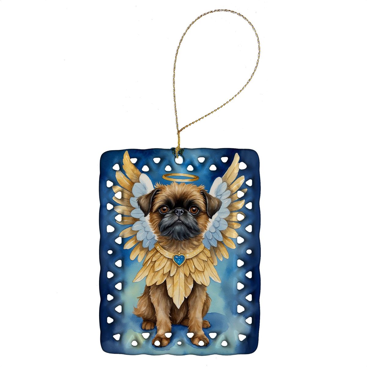 Brussels Griffon My Angel Porcelain Ornament Christmas Tree Hanging Decorations For Home Christmas Holiday, Rectangle, Gift, Multicolor_maomaolike.com