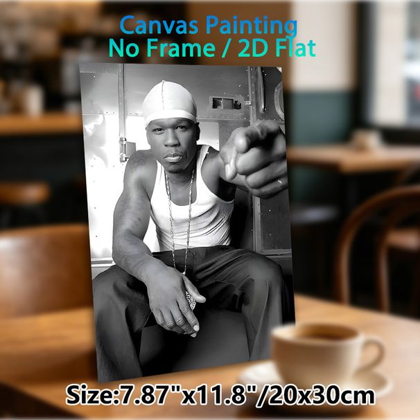 Hip-hop Artist Portrait Painting Poster, Monochrome Retro Hip-hop Style Poster, Stylish Urban Vibe Decor Ideal For Living Room, Music Studio_maomaolike.com