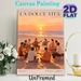 Beach Sunset Musical Gathering Painting Poster, Warm-toned Vintage-style Coastal Scene Poster, Cozy Joyful Social Design, Ideal For Living Room_maomaolike.com