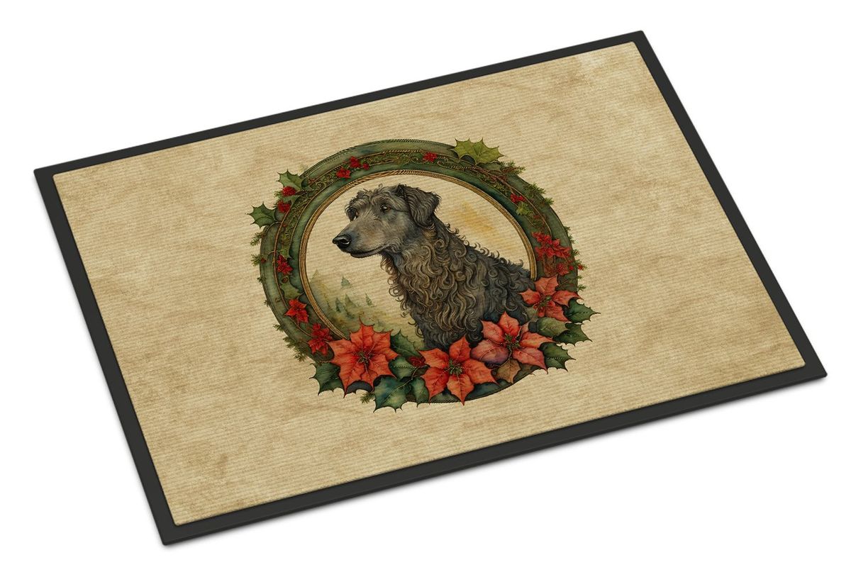 Scottish Deerhound Christmas Flowers Doormat Front Door Mat Indoor Outdoor Rugs For Entryway, Non Slip Washable Low Pile, 24H X 36W_maomaolike.com