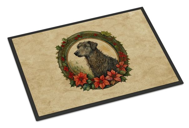 Scottish Deerhound Christmas Flowers Doormat Front Door Mat Indoor Outdoor Rugs For Entryway, Non Slip Washable Low Pile, 24H X 36W_maomaolike.com
