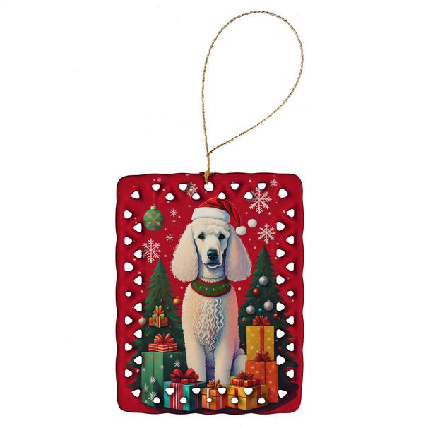 Poodle Holiday Christmas Porcelain Ornament Christmas Tree Hanging Decorations For Home Christmas Holiday, Rectangle, Gift, Multicolor_maomaolike.com