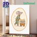 Sleepy Mouse Painting Poster, Warm-toned Whimsical Poster, Soft Cozy Design Featuring Mouse In Striped Pajamas Pushing Pillow Cart, Ideal For Bedroom_maomaolike.com