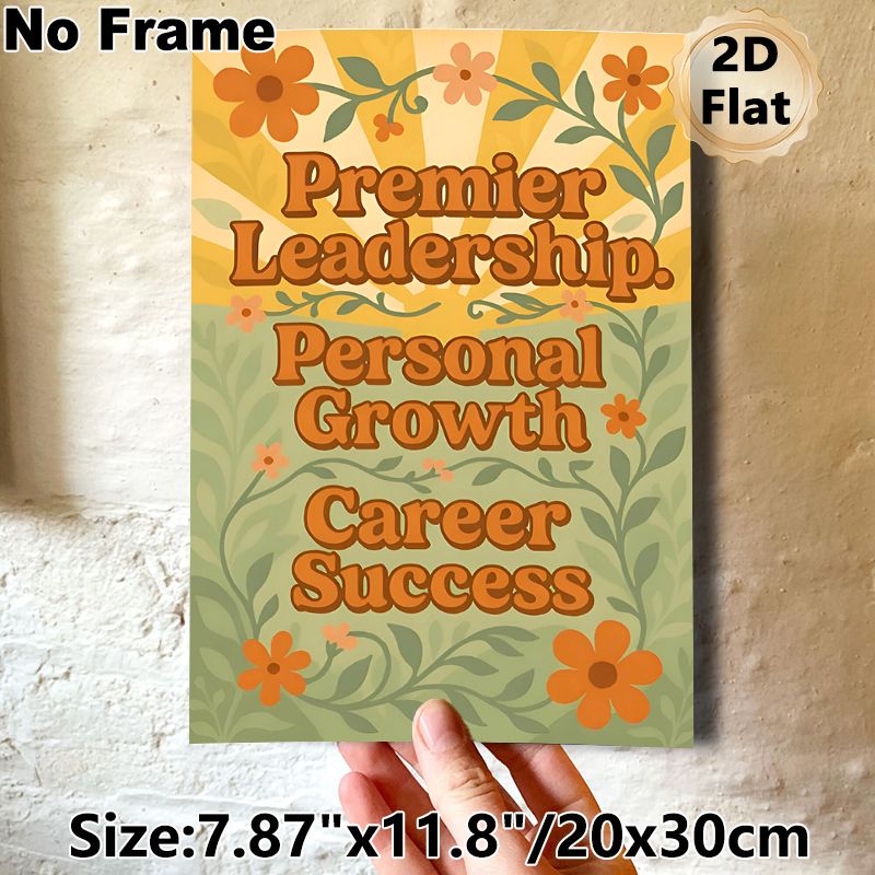 Motivational Leadership & Career Growth Painting Poster, Retro Floral Decorative Poster, Inspiring Positive Quote Art, Ideal For Office Workspace_maomaolike.com