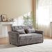 58.27 Inch 3-in-1 Loveseat Sofa Bed - Chenille Fabric Pull-Out Couch Sleeper - Full KD Back Frame, Seat Frame, Armrests & 2 Pillows - Functional Sofa Bed For Living Room - Light Gray Fabric_maomaolike.com