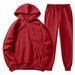 Women's Clothing Autumn and winter men's hooded solid color light plate pullover sweatshirt set casual sports hoodie sweatshirt trousers two piece set_maomaolike.com