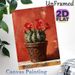 Blooming Cactus Painting Poster, Vibrant Textured Oil Painting Style Poster, Potted Cactus With Bright Red Blooms, Brings Warm Rustic Charm To Living_maomaolike.com