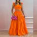 Women's Solid Color Mid-Waist Two Piece Set Sexy Strap Trendy Dress Spring/Summer Casual Ankle-Length Straight Skirt_maomaolike.com