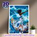 Ocean-themed Dancing Figure Painting Poster, Vibrant Impasto-style Poster, Rich-hued Design With Swirling Waves & Seashells, Elegant Wall Decor Option_maomaolike.com