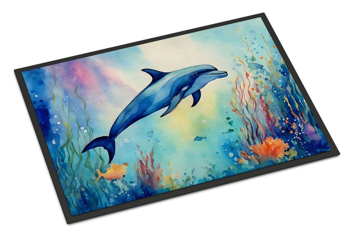 Dolphin Doormat Front Door Mat Indoor Outdoor Rugs For Entryway, Non Slip Washable Low Pile, 24H X 36W_maomaolike.com