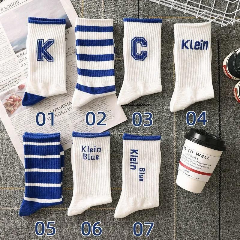 Unisex Klein Blue Socks men's mid-tube ins Tide tube deodorant sports basketball stockings for men_maomaolike.com