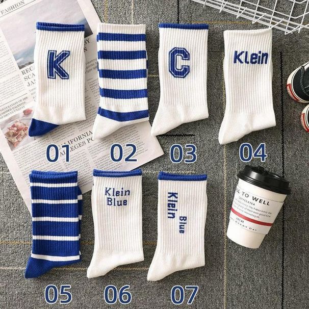 Unisex Klein Blue Socks men's mid-tube ins Tide tube deodorant sports basketball stockings for men_maomaolike.com