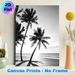 Beach Palm Tree Painting Poster, Monochrome Silhouetted Palm Trees On Sunlit Beach Poster, Provides Tranquil Coastal Atmosphere, Suitable For Living_maomaolike.com