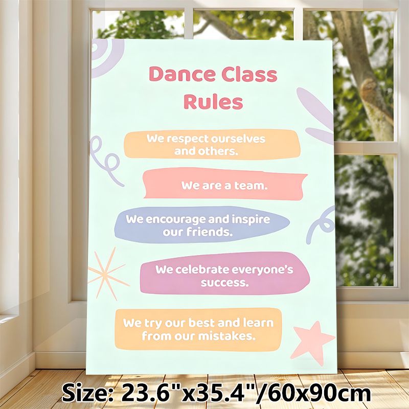 Dance Class Rules Painting Poster, Pastel-colored Playful Rule-themed Poster, Clearly Presents Positive Class Guidelines, Suitable For Dance Studio_maomaolike.com