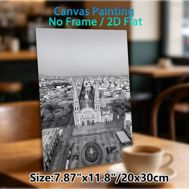 City Cathedral Aerial View Painting Poster, Monochrome Classic Architectural Urban Scene Poster, Elegant Vintage-style Wall Decor Suitable For Living_maomaolike.com