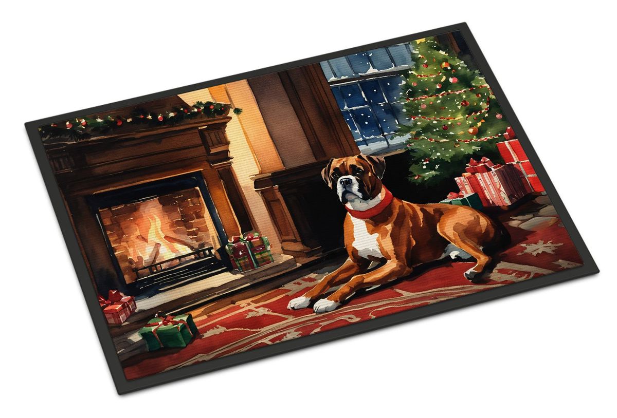 Boxer Cozy Christmas Doormat Front Door Mat Indoor Outdoor Rugs For Entryway, Non Slip Washable Low Pile, 24H X 36W_maomaolike.com