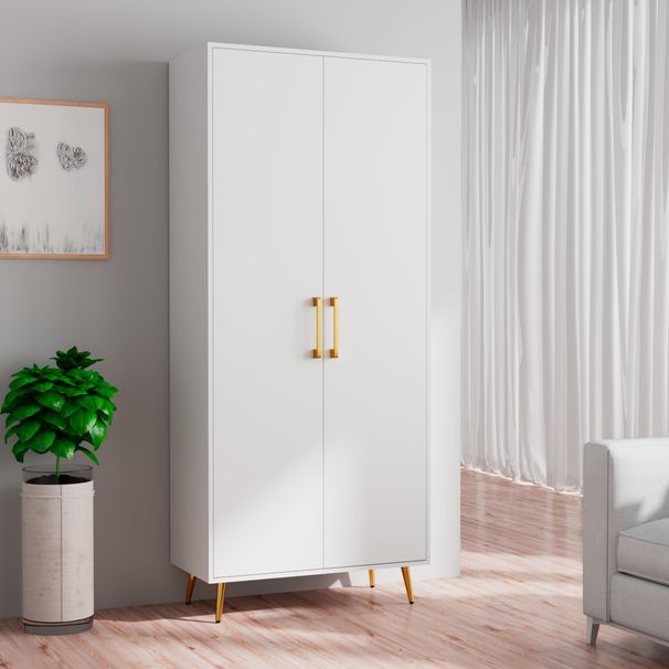 Kitchen Pantry Storage Cabinet 68.8" H, With 2 Door, 4 Adjustable Shelves, Freestanding Wooden Cupboard For Dining Room Living Room, Laundry, White_maomaolike.com