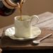 Pleated Coffee And Saucer, High-end Exquisite Ceramic Mug, Women's Home-use Design, Niche Milk Cup, Drinking Cup_maomaolike.com