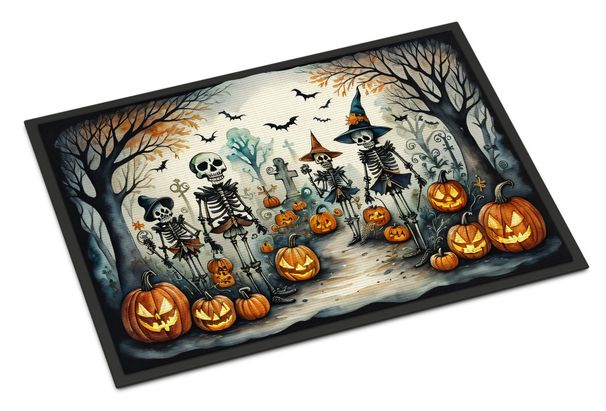 Calacas Skeletons Spooky Halloween Doormat Front Door Mat Indoor Outdoor Rugs For Entryway, Non Slip Washable Low Pile, 24H X 36W_maomaolike.com
