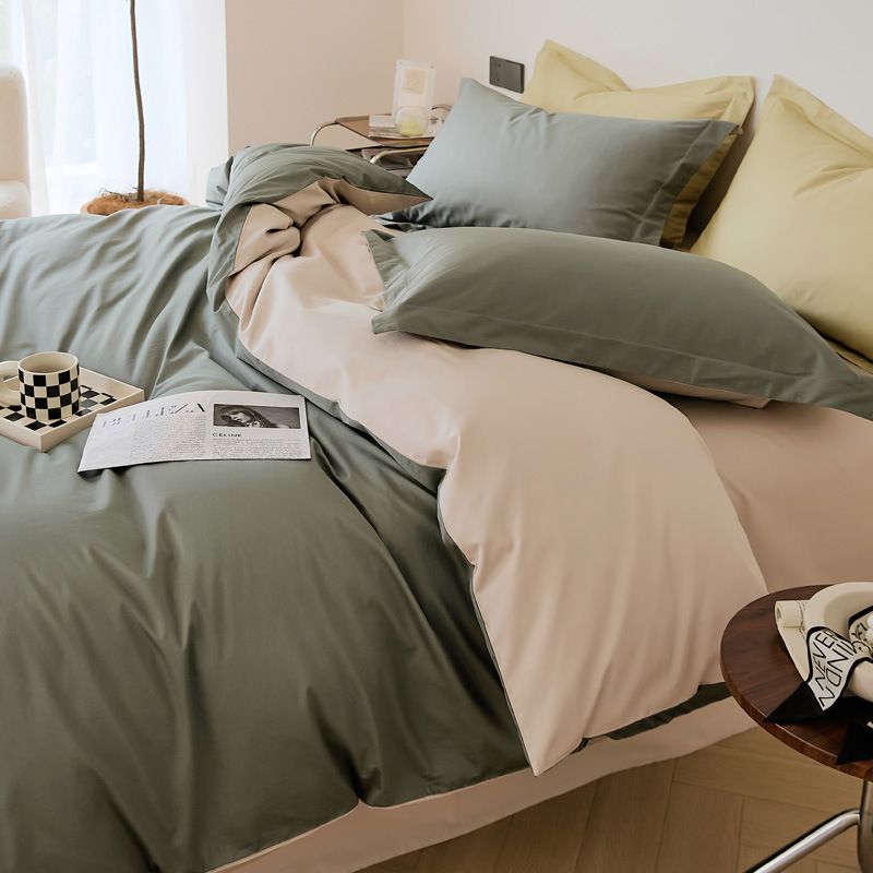 Manufacturer Wholesale INS Japanese Double-Piece Pure Four-Piece All-Cotton Nordic Style Solid Color 60 Long-Staple Cotton 4-Piece_maomaolike.com