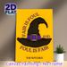 Witch Hat Themed Painting Poster, Vintage Black Witch Hat With Purple Belt & Typography Poster, Eye-catching Halloween-inspired Decor For Home Walls_maomaolike.com